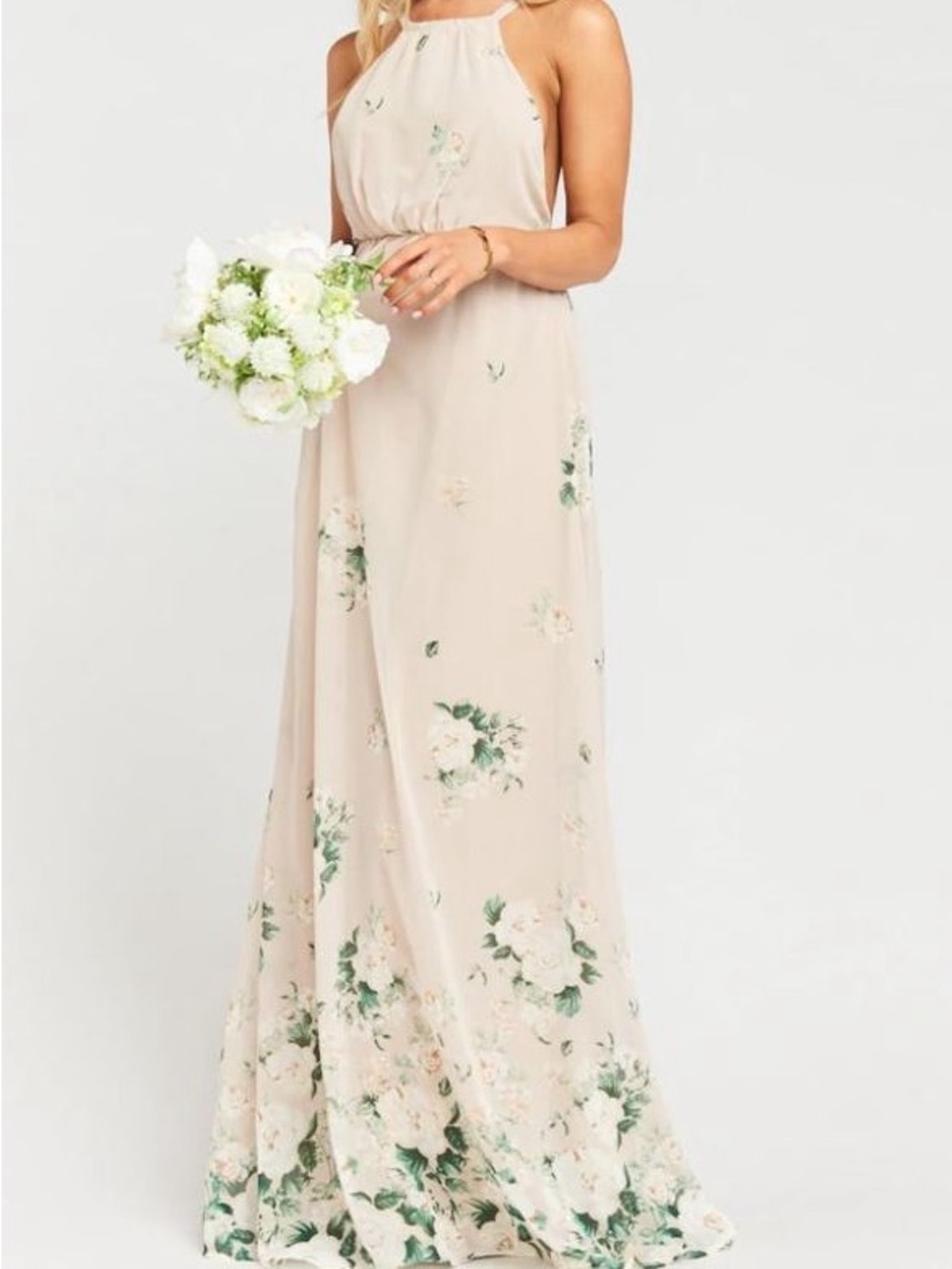 Show Me Your MuMu Blush Floral Halter Maxi Dress